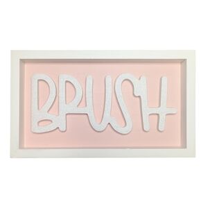 Hobby Lobby Glittery "BRUSH" Pink & White Wall Decor Sign